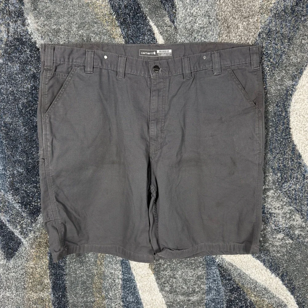 Carhartt Relaxed Fit Canvas Work Shorts Mens 44 Gray Utility Carpenter Rugged